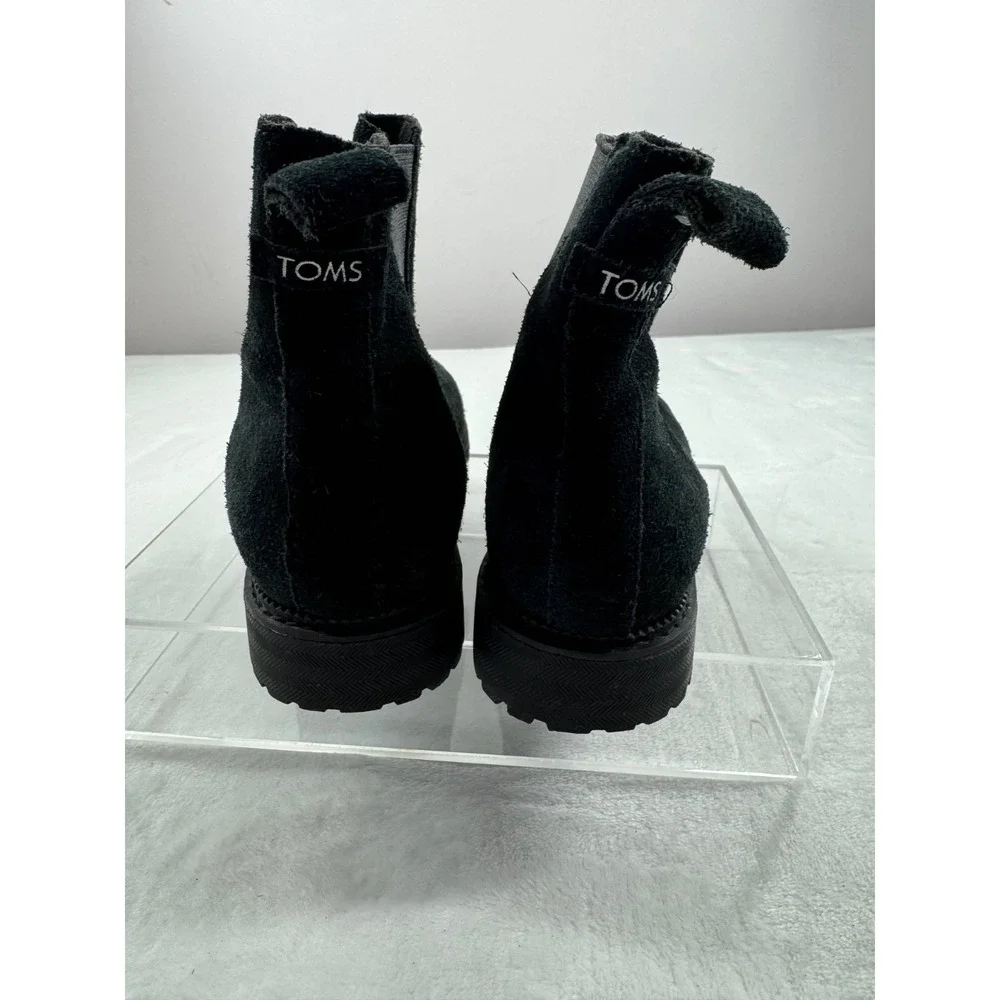 TOMS Cleo Chelsea Boot Women's 6 Black Suede Pull-On Ankle Round Toe Winter‎
